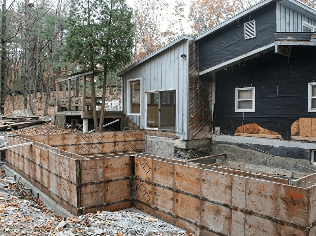 Prepared site with foundation forms for home remodeling and addition project in Honolulu, HI